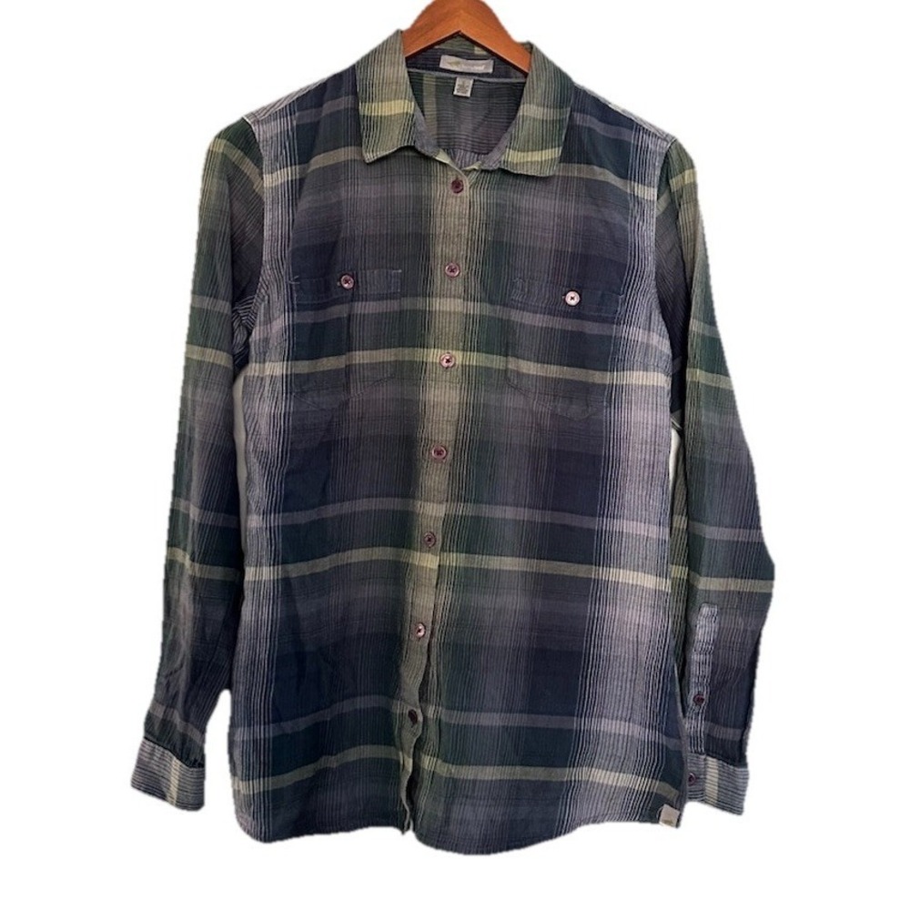 Horny‎ Toad Women Plaid Small Long Sleeve Button Up Organic Cotton Mixologist